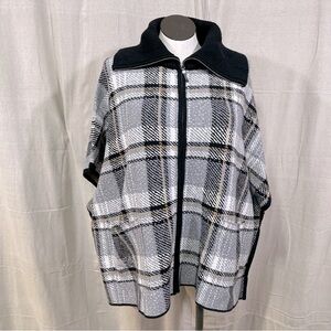 Tahari Plaid Sweater Poncho